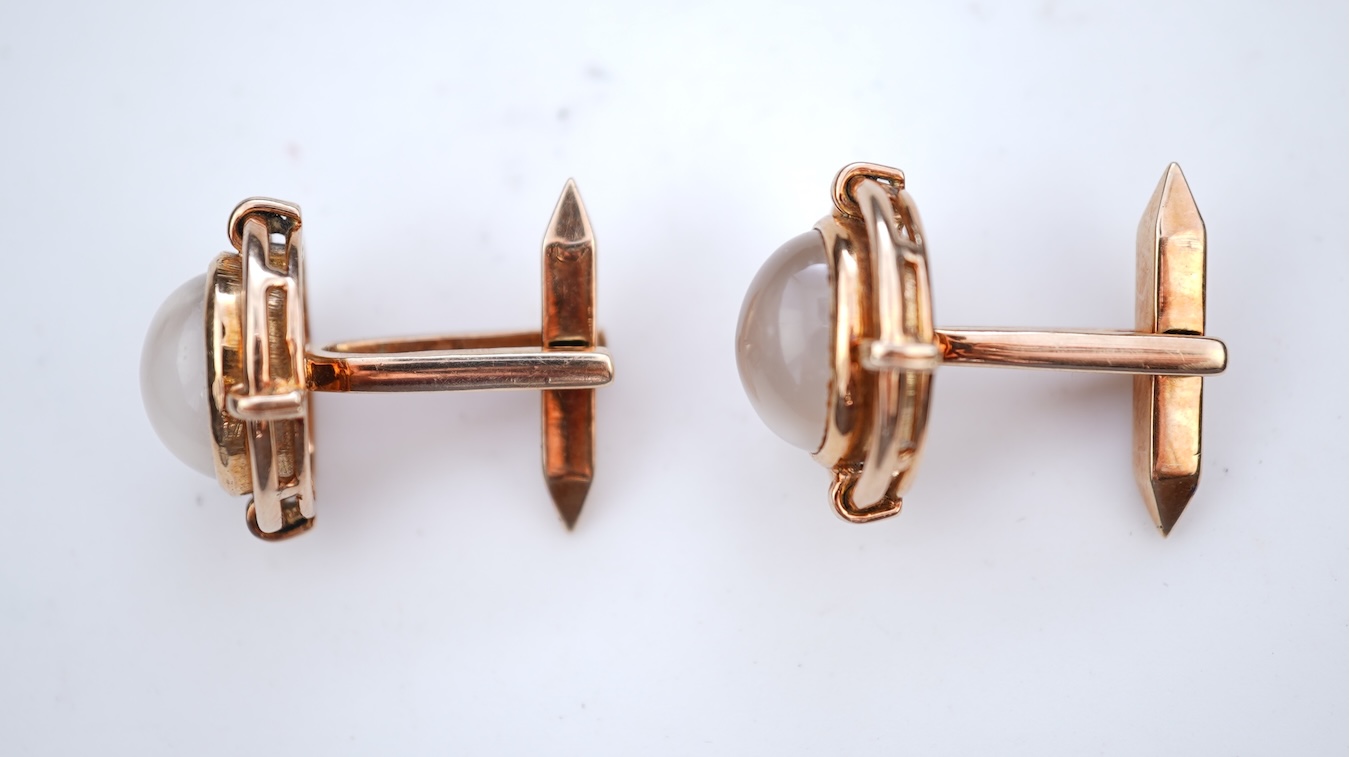 A pair of moonstone cufflinks
